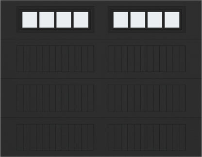 9x7 -  Straight Stockbridge Long - Frosted With glass Long - Black