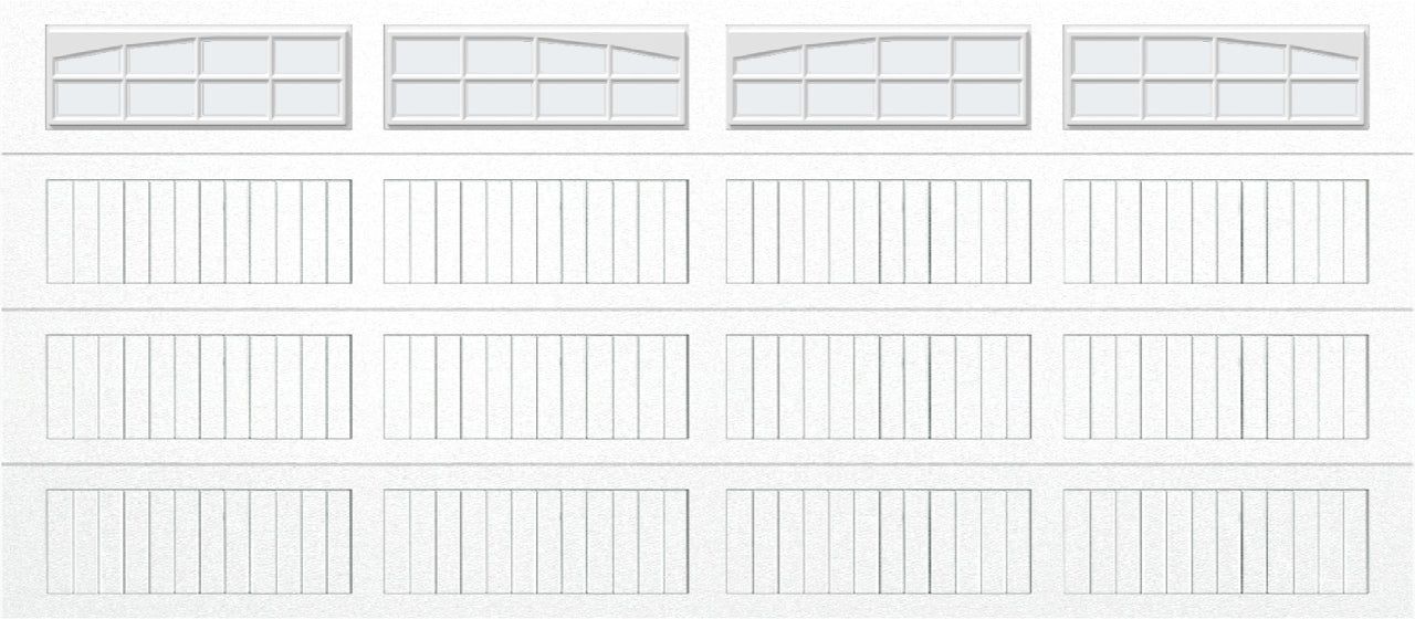 16x7 -  Arched Stockton Long - Frosted With glass Long - White