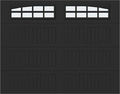 9x7 -  Arched Stockton Long - Frosted With glass Long - Black