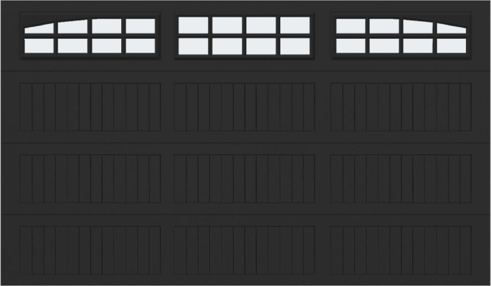 10x7 -  Arched Stockton Long - Frosted With glass Long - Black